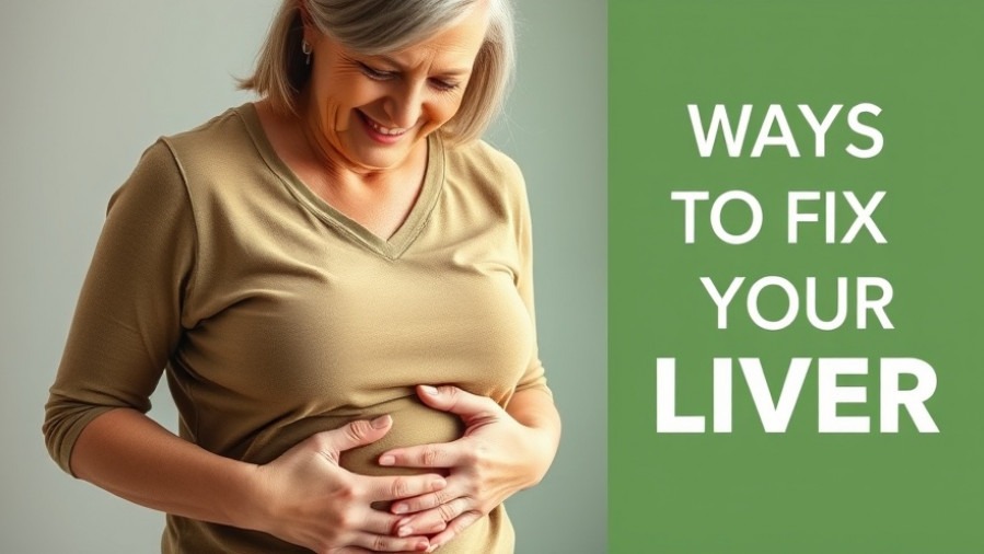 Confident woman smiling for liver health detoxification: 'FIX LIVER' text featured