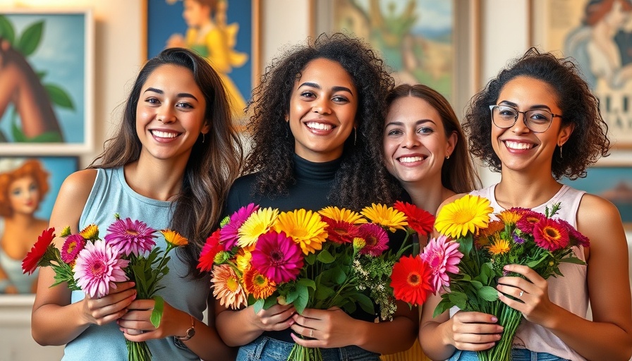 Joyful women expressing personal style and wellbeing with flowers.