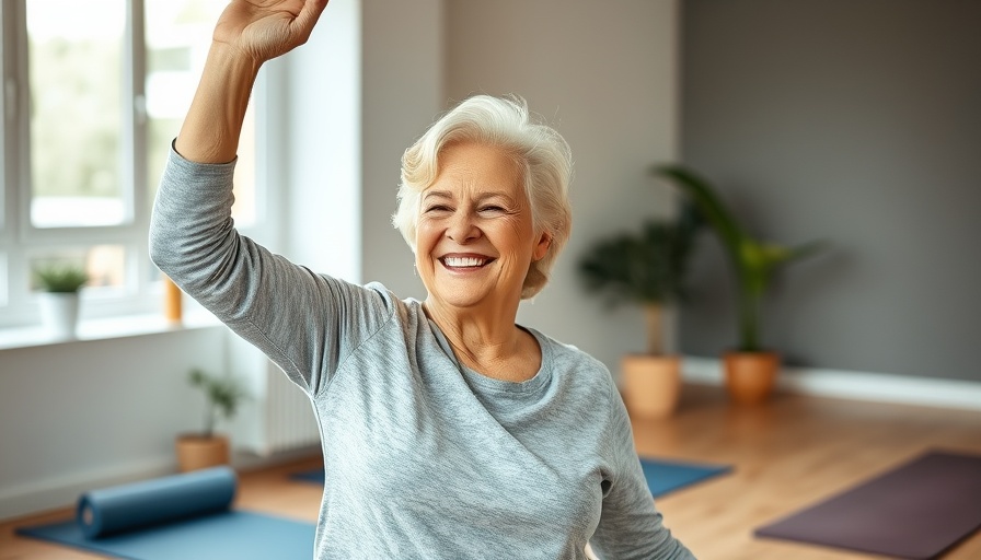 Older woman exercising in 20-min HIIT for seniors.