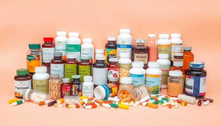 Diverse supplements arrayed for hormone balancing.