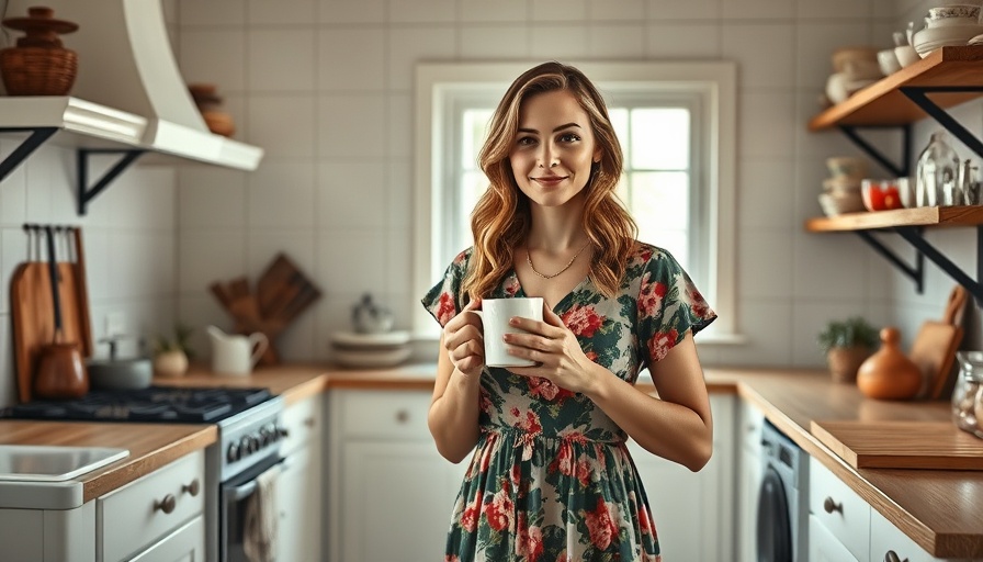 Woman enjoying a soft morning in a cozy kitchen, soft mornings transformation.
