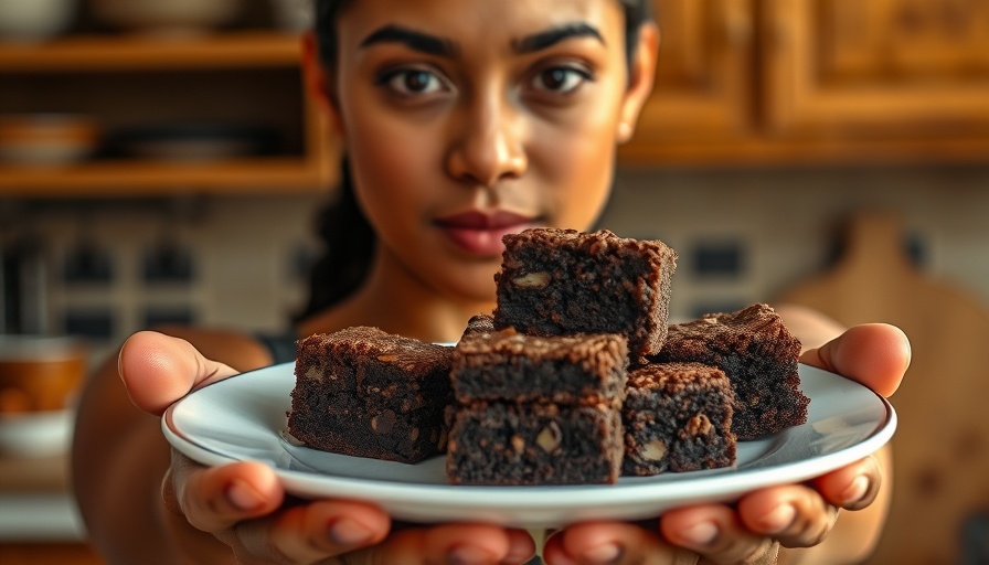 Person presenting surprising secret ingredient in brownies in cozy kitchen.