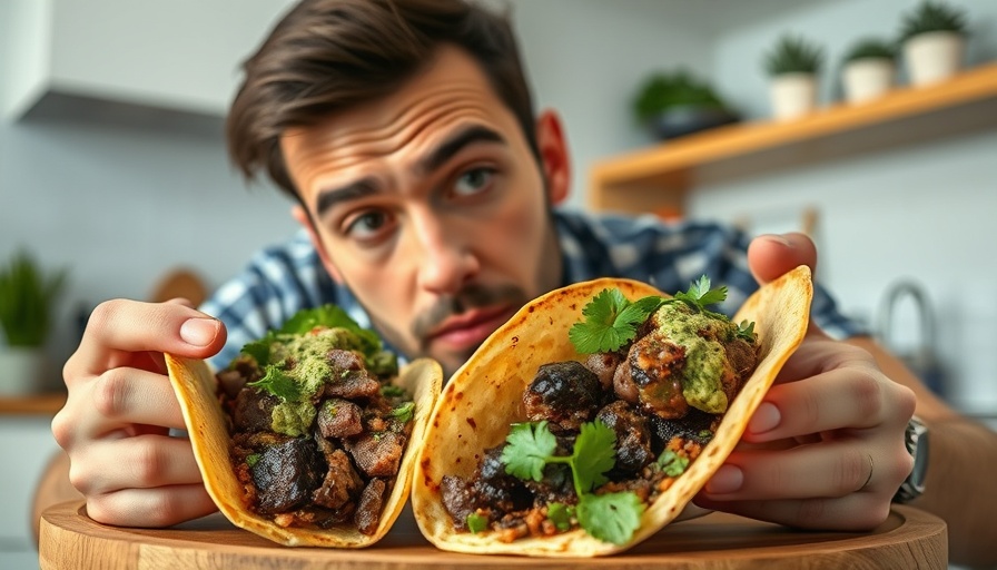 Healthy Eating Beyond Steak tacos with homemade chimichurri garnish.