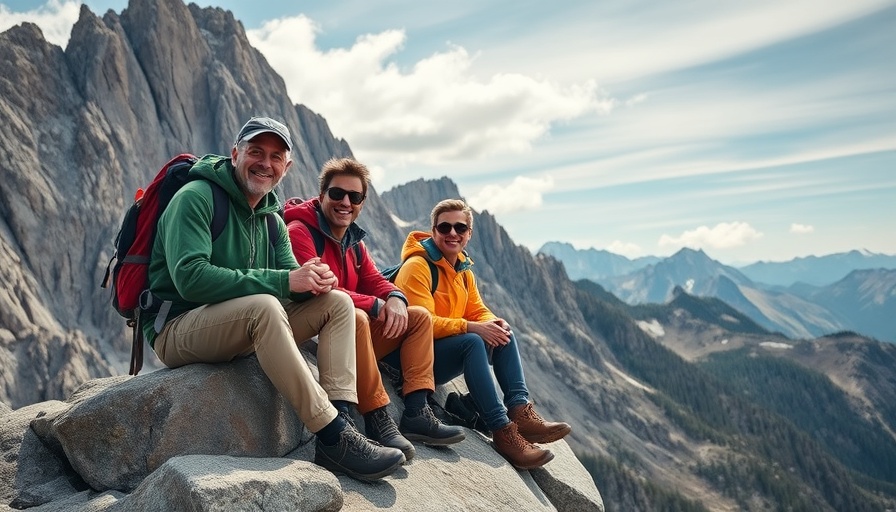 Climbers enjoying a break with stunning mountain background.