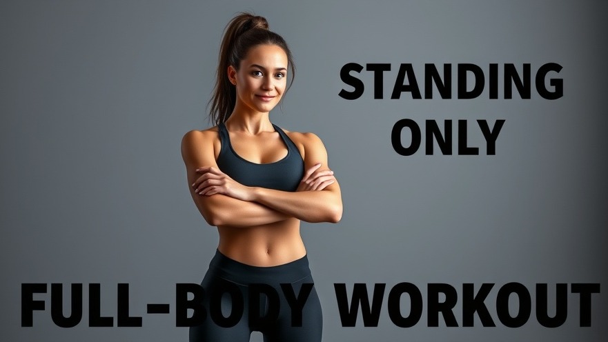 Confident woman promoting a no equipment bodyweight workout on a minimalistic background.