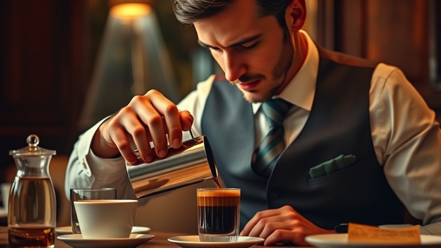 Elegant man in formal attire pouring coffee, ideal for meaningful gifts for him.