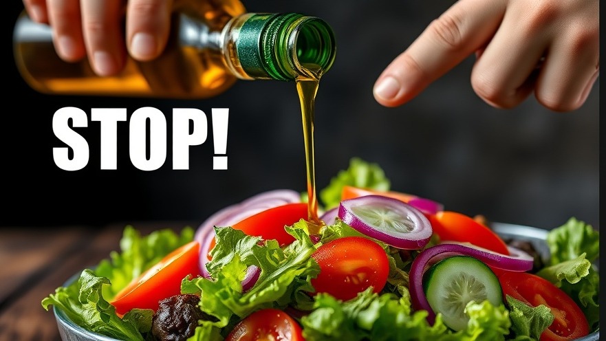 Vibrant salad with fresh veggies and whole foods dressings, man emphasizes health benefits.