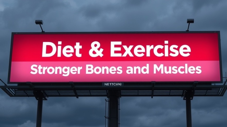 Billboard promoting osteoporosis remedies: Diet & Exercise for Stronger Bones.