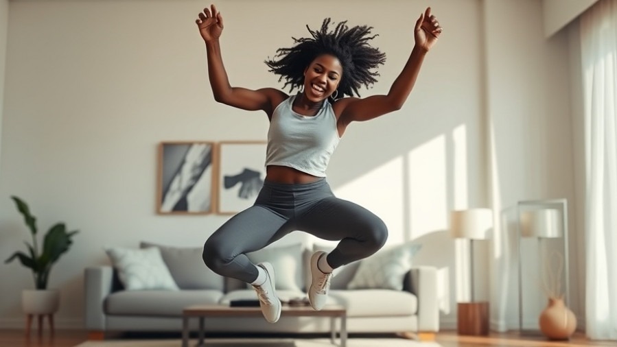Young Black woman demonstrating lymphatic jumps, showcasing benefits of lymphatic exercises.