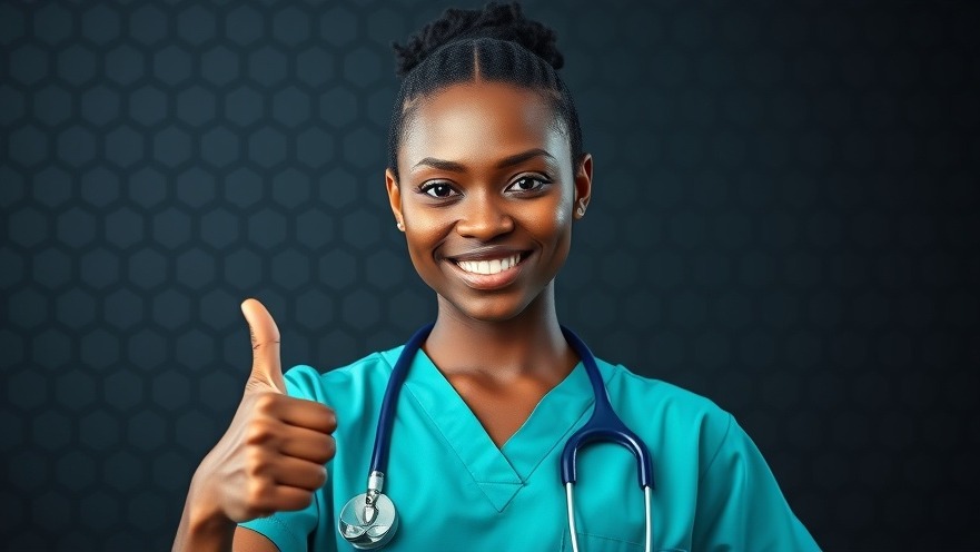 Confident Black female healthcare pro showcases nitric oxide benefits for health and performance.