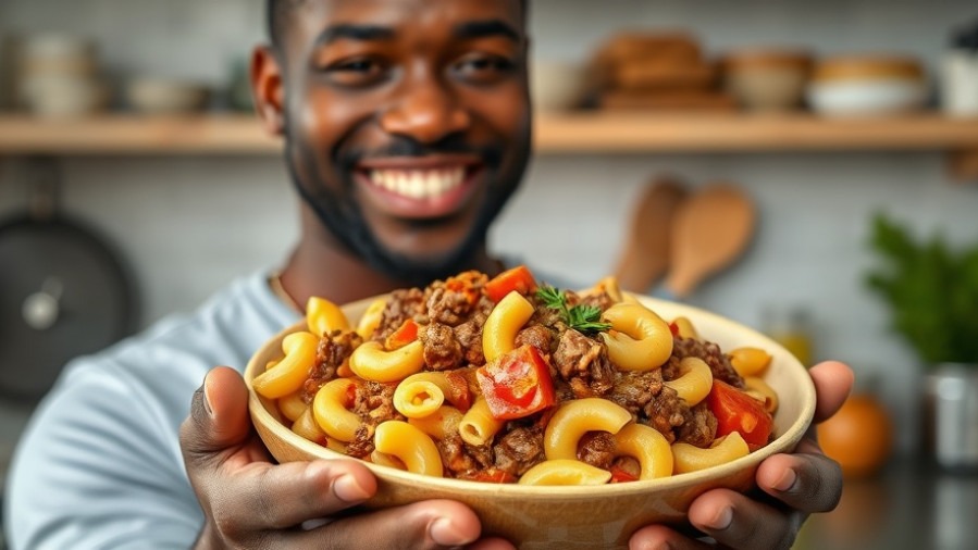 Luscious plant-based comfort food: vegan ground beef and elbow macaroni, family-friendly.