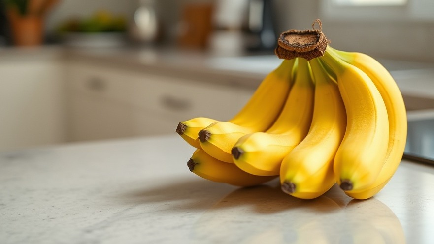 Fresh bananas on a kitchen counter, perfect for healthy snacking.