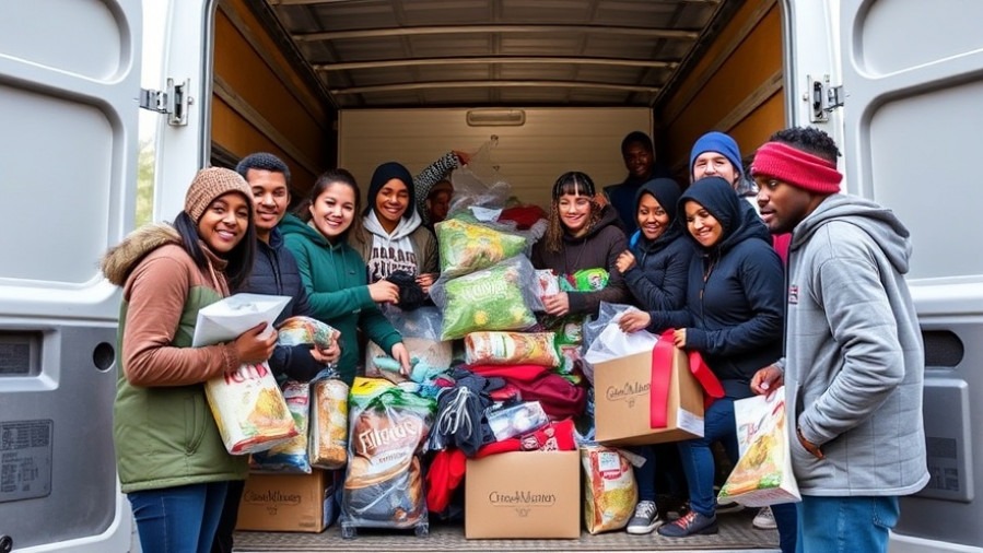 Young volunteers loading a truck with supplies, embodying holiday traditions and family rituals.