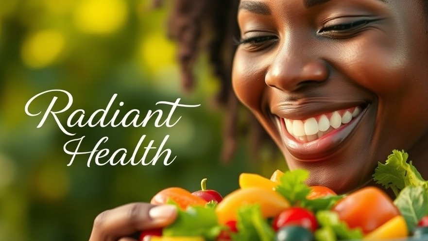 A Black person smiling with a vibrant salad, embracing healthy eating for radiant health.