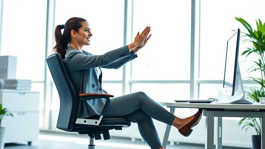 Accessible Fitness: Woman in a bright office enjoying a low-impact full body workout.