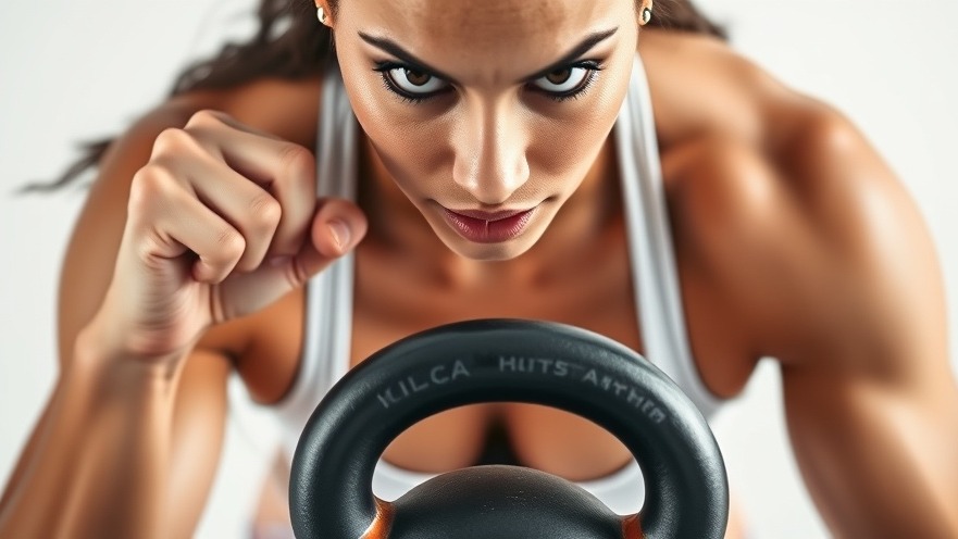 Athletic woman focused on resistance training with kettlebell, enhancing her fitness routine.