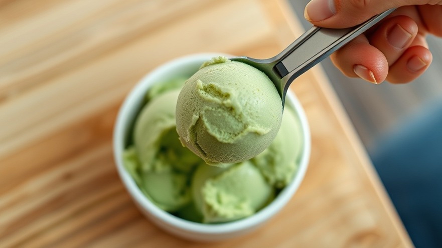 Hand scooping vibrant green sorbet, perfect for easy sorbet recipe and healthy summer desserts.