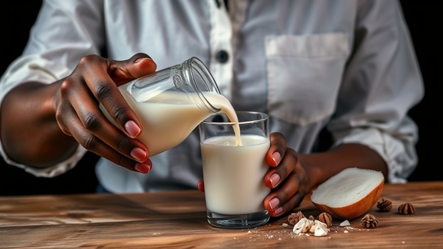 Close-up of a Black woman pouring creamy kefir, highlighting probiotics in kefir for gut health.