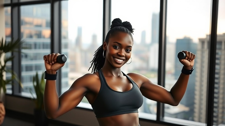 Confident young Black woman promoting accessible legs and glutes workout in urban setting.