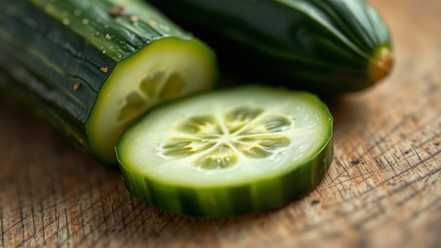 Close-up of a cucumber slice showcasing benefits of cucumbers for healthy eating.