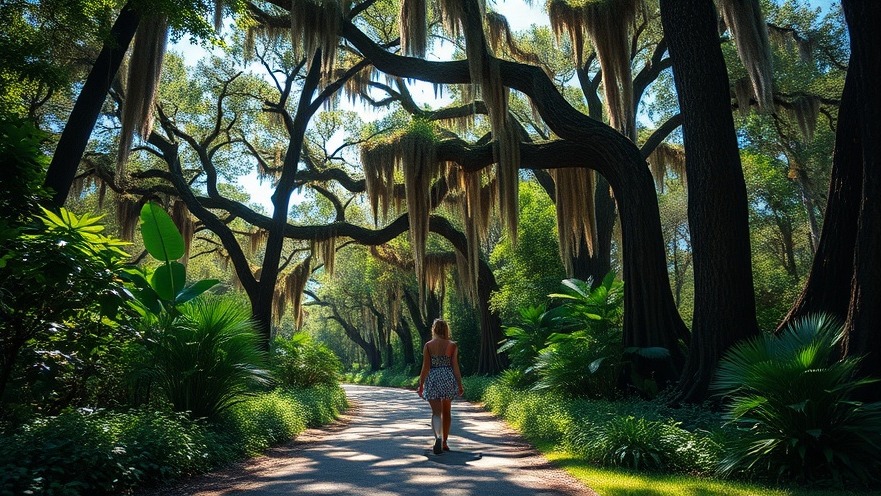 Woman enjoying serene spa experiences on a wooded path, surrounded by lush nature.