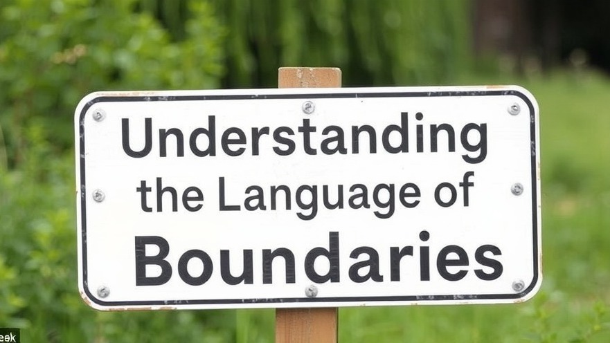 Sign reading 'Understanding the Language of Boundaries' for women's health and emotional well-being.