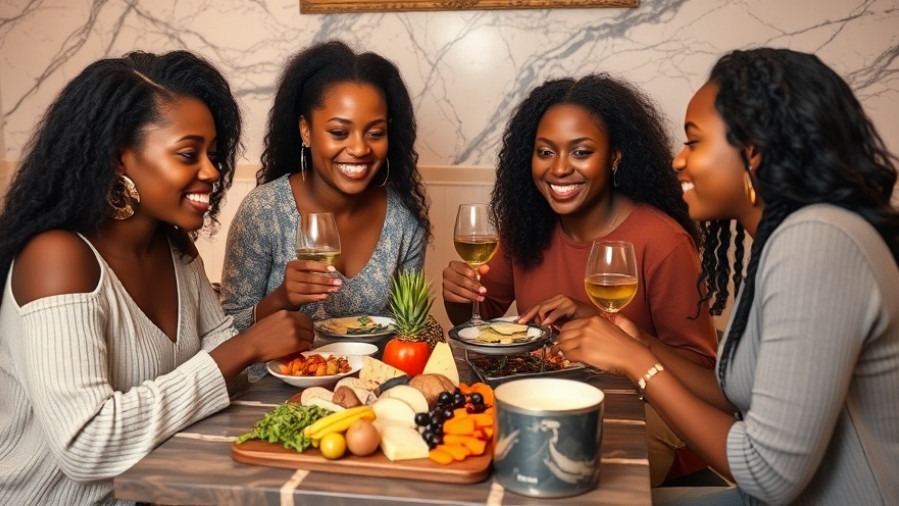 Black young ladies sharing healthy meals, enhancing friendship and mental health.