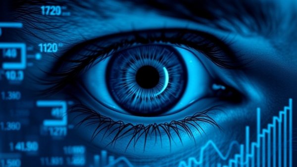 Eye in digital finance with global tax crackdown on crypto theme.