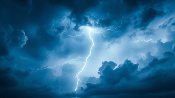 Dramatic summer lightning during New Zealand thunderstorms.