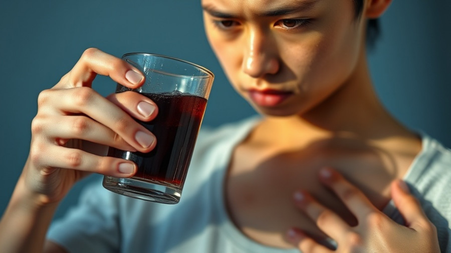 Young adult hesitates with a soda, reflecting on sugary beverages and liver health.