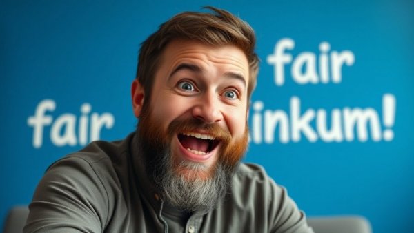 Man expressing surprise with 'Fair Dinkum!' text, representing Australian lifestyle and culture.