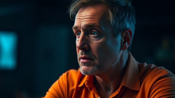 Middle-aged man discussing ginger eating benefits, close-up shot.