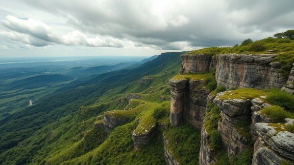 Aerial view of Australian cliffs and lush forest ideal for nature documentaries.