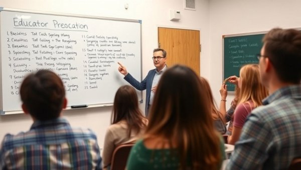 Educator giving a talk on health with tips written on a whiteboard, natural energy support.