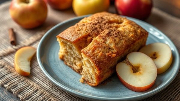 Homemade apple pie with fresh apples on a blue plate, healthier warm desserts.