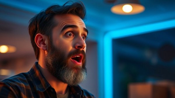 Casual bearded man using Aussie slang with surprised expression.