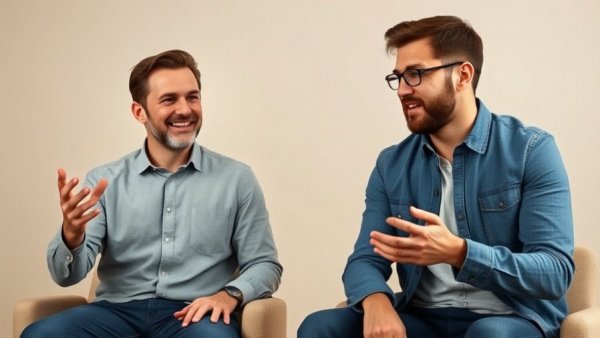 Engaged two men in a virtual discussion on natural energy support.