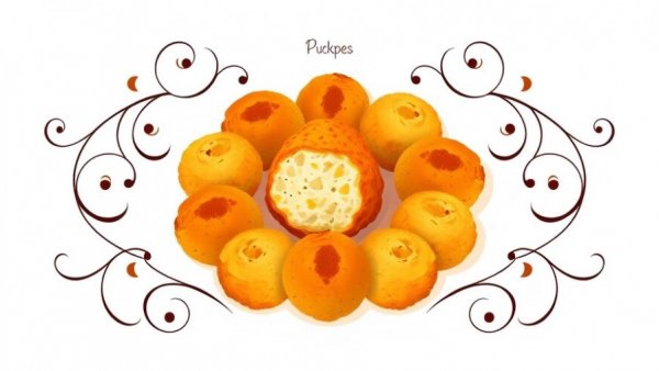 Vector illustration of chickpea cauliflower croquettes with swirls.