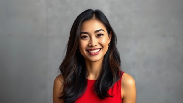 Woman smiling in red dress for Building Resilience for Heart Health.