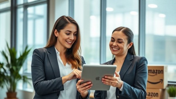 Professionals reviewing Amazon spend visibility in an office