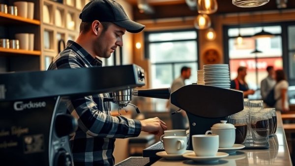 Barista making coffee in trendy cafe, highlighting Australia's most entrepreneurial neighbourhoods.