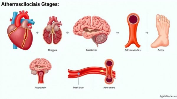 Infographic on atherosclerosis stages and age to beat heart disease.