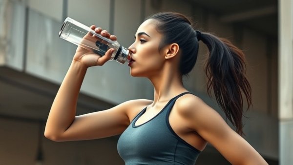 Active woman enjoying a clear protein shake outdoors