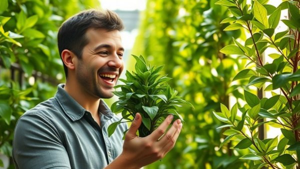 Vertical farming for sustainable agriculture, person with fresh harvest.