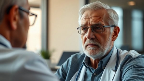 Patient consultation scene for heart health in a doctor's office.