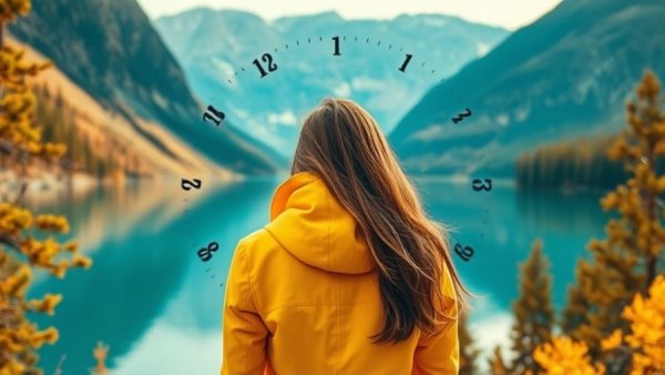 February 2026 astrology horoscope with scenic lake and calendar overlay.