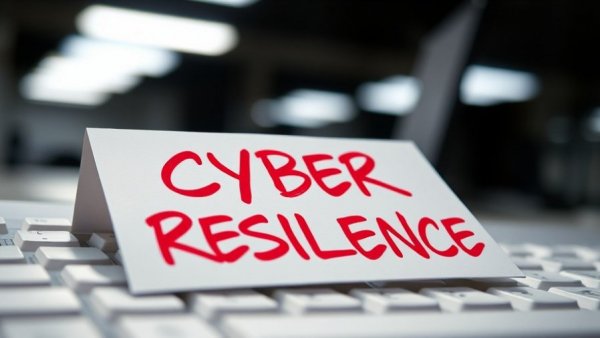Notepad with 'CYBER RESILIENCE' on a keyboard, boosting cyber resilience for small businesses.