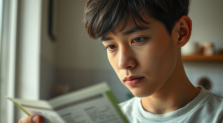 Young adult examining packaged food label, mindful of mold mycotoxins.