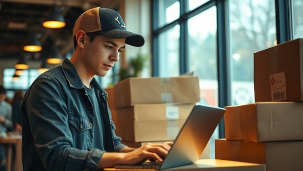 Man working in cafe with boxes for 2026 Small Business Survey Australia