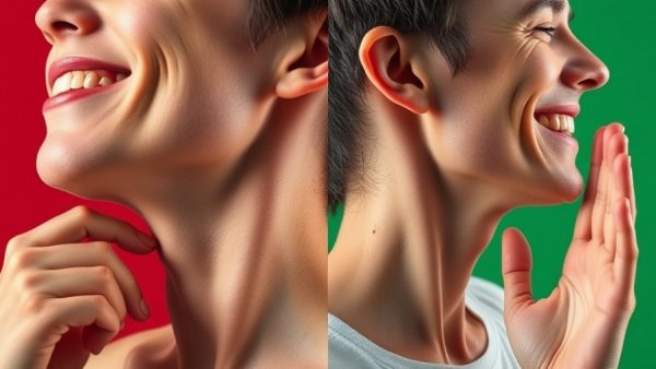 Visual comparison highlighting exercise results for sagging face improvement.